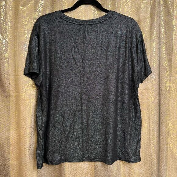 Maurices Edgely Black Silver Shimmer Crew Neck Tee Shirt Large - Picture 2 of 7
